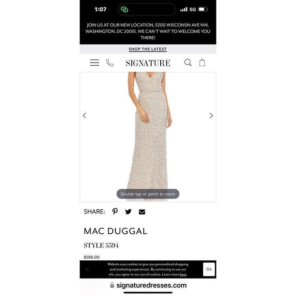 Mac Duggal 5394 Evening Prom Dress Sleeveless Nude/Silver Size 14 NWT - Picture 9 of 14